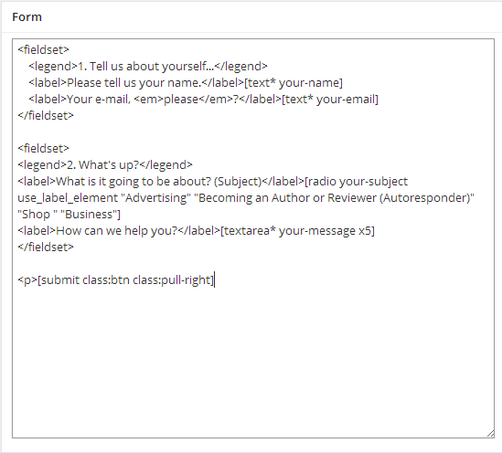 wordpress-news-theme-dw-argo-paste-the-code-into-the-form Paste the code into the contact form