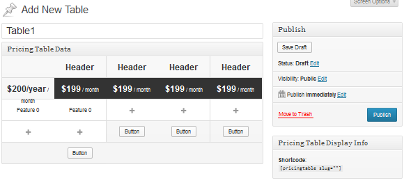 Add Pricing Table