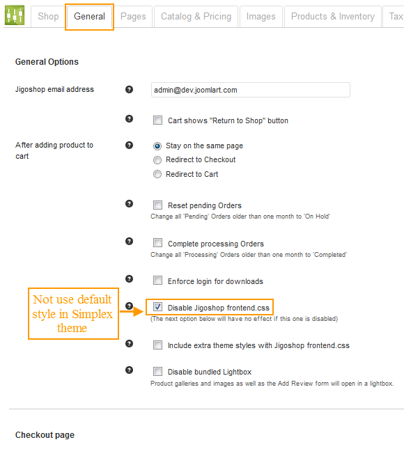 wordpress_news_theme_dw_simplex_general_settings_jigoshop General Settings