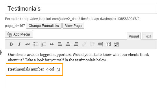 wordpress_news_theme_dw_simplex_insert_testimonial_into_page Insert testimonial into the page