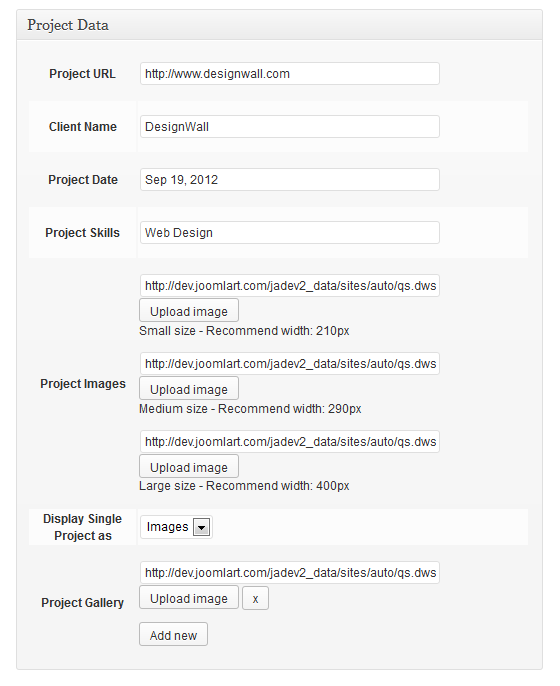 Setting Project Data