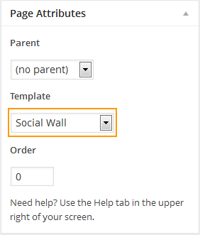 select home page template as social wall