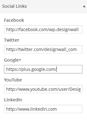 social links settings