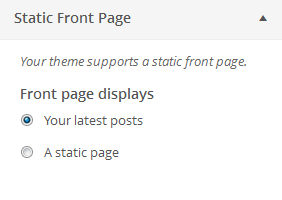 Static Front Page Settings