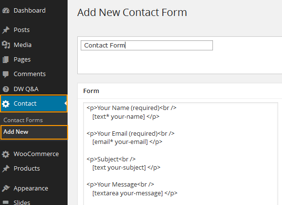 Add New Contact Form