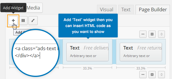 Add Text Widget Then Insert HTML Code 