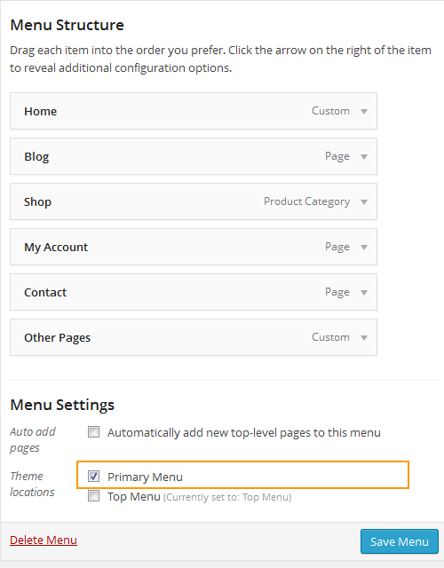 wordpress_ecommercer_theme_dw_trendy_primary_menu_settings Primary Menu Settings