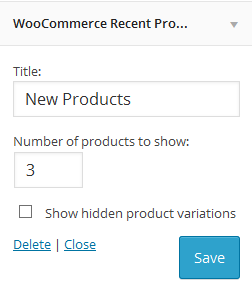 Settings of WooCommerce Recent Products Widget