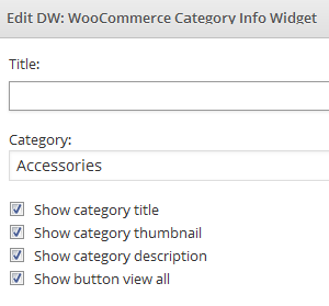 Settings of DW Woocommerce Category Infor widget