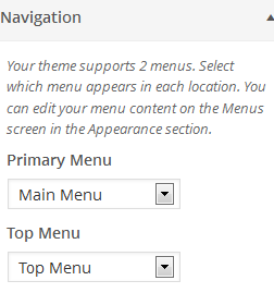 Settings of Menus