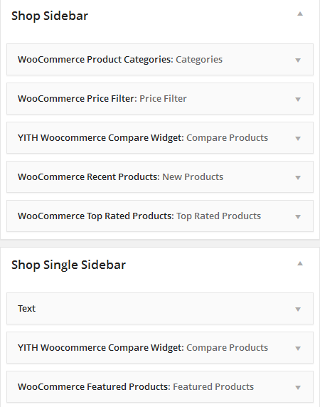 Shop Widgets Settings