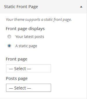 Static Front Page Settings