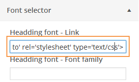 Paste code into Heading font - Link