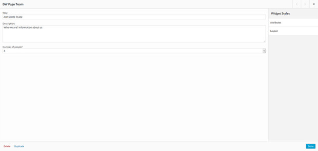 DW Page Team widget