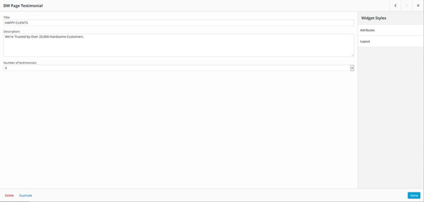 DW Page Testimonial widget