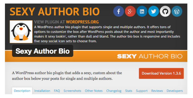 Sexy author bio plugin