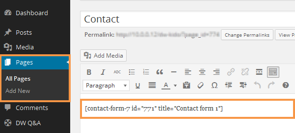 wordpress-themes-dw-kido-add-shortcode-of-contact-form-to-editor