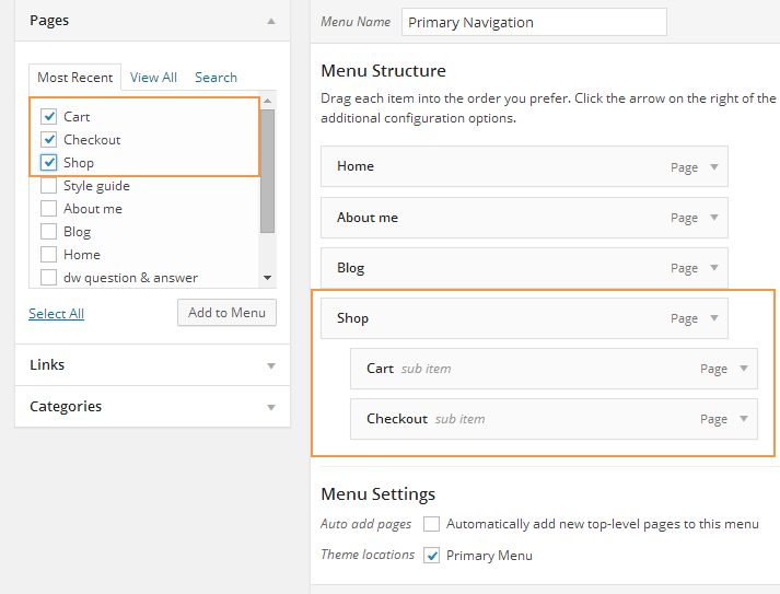 wordpress-themes-dw-jason-add-shop-pages-to-menu