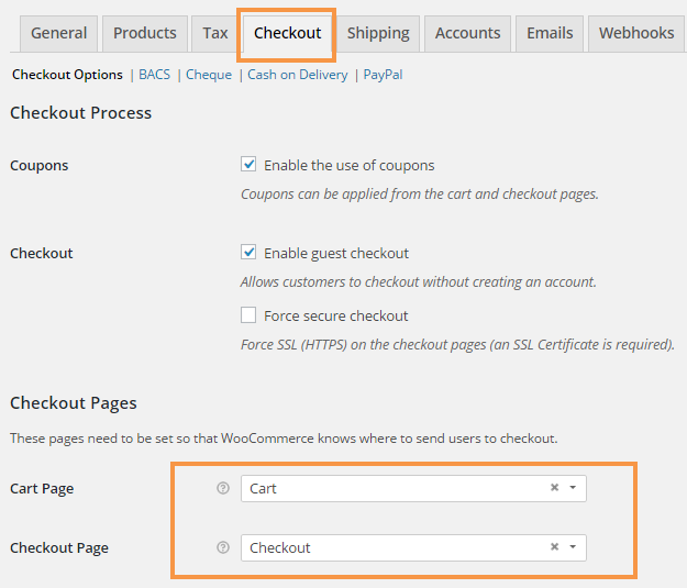 Select the checkout/cart page
