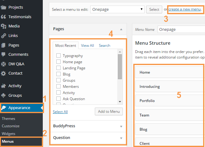 Create a new menu