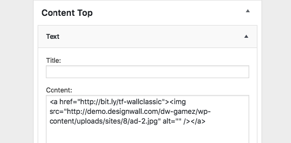 backend setting of content top