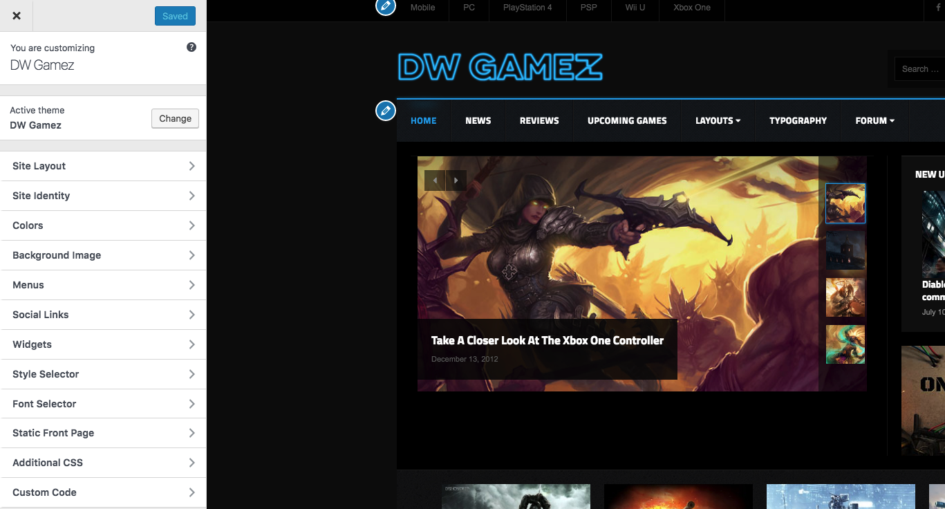 wordpress_news_theme_dw_gamez_customize_section