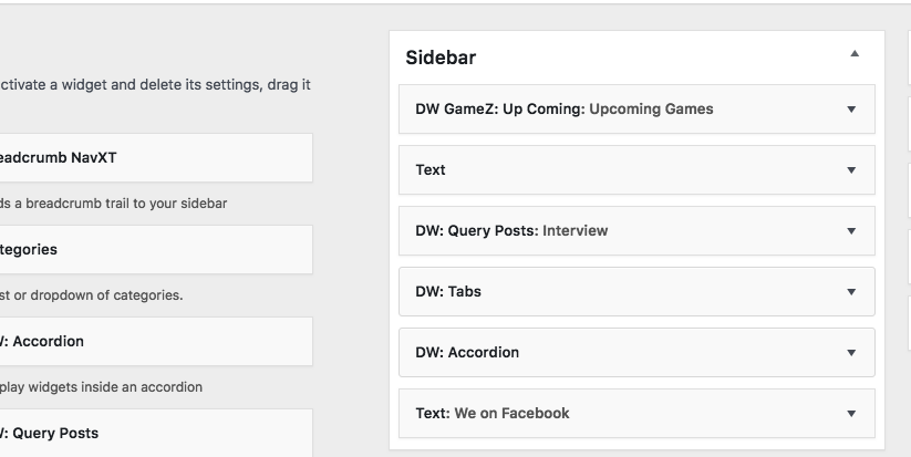 Widgets are used in Sidebar