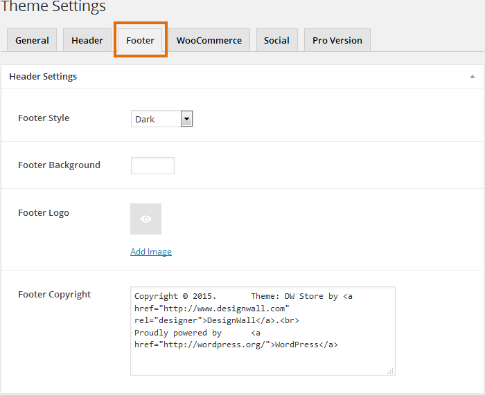 wordpress-themes-footer-settings