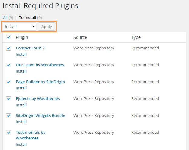 Install required plugins
