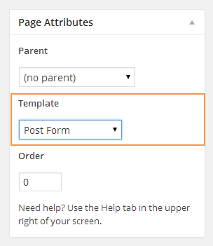 wordpress-themes-select-page-template