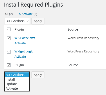 Activating Require Plugins