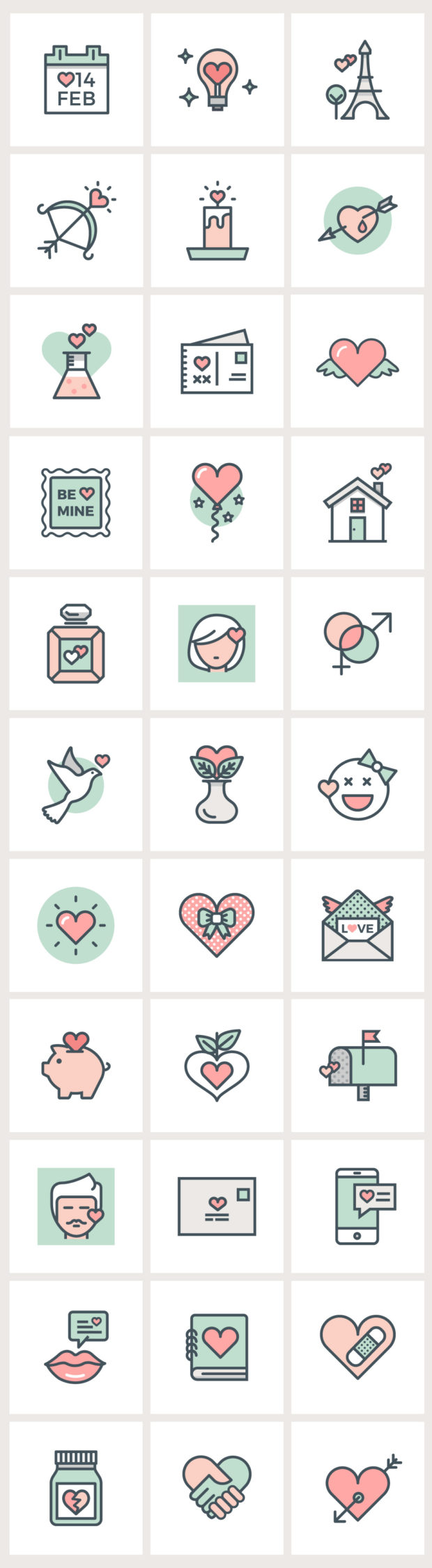 valentine-flat-line-icons