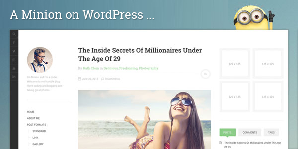 Responsive WordPress theme for blog site with minimal design